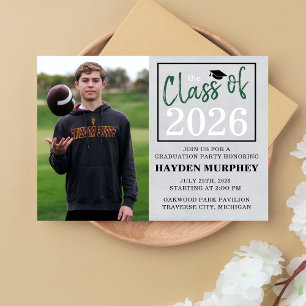 Graduation Party 2026 Open House Photo Green Invitation