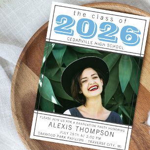 Graduation Party 2026 Open House Photo Light Blue Invitation