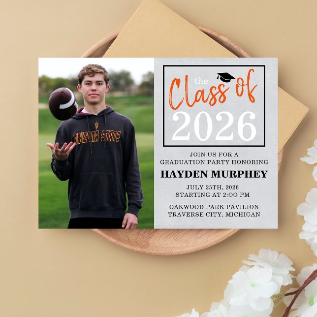 Graduation Party 2026 Open House Photo Orange Invitation (Creator Uploaded)