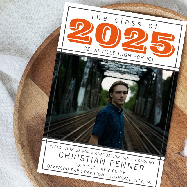 Graduation Party 2026 Open House Photo Orange Invitation (Creator Uploaded)