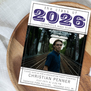 Graduation Party 2026 Open House Photo Purple Invitation