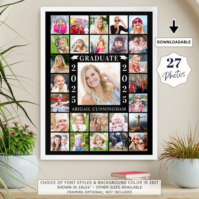 Graduation Party 27 Photo Collage Personalized Poster (Creator Uploaded)