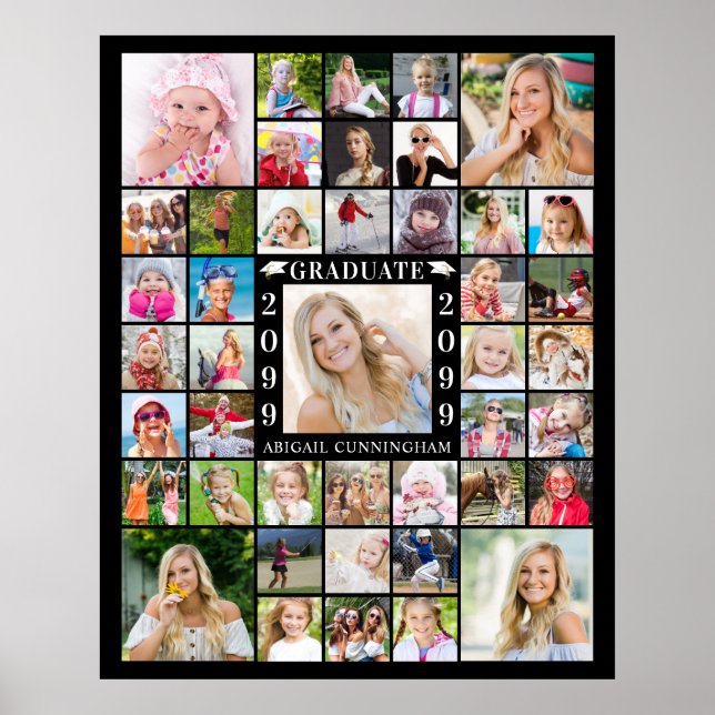 Graduation Party 43 Photo Collage Personalized Poster (Front)