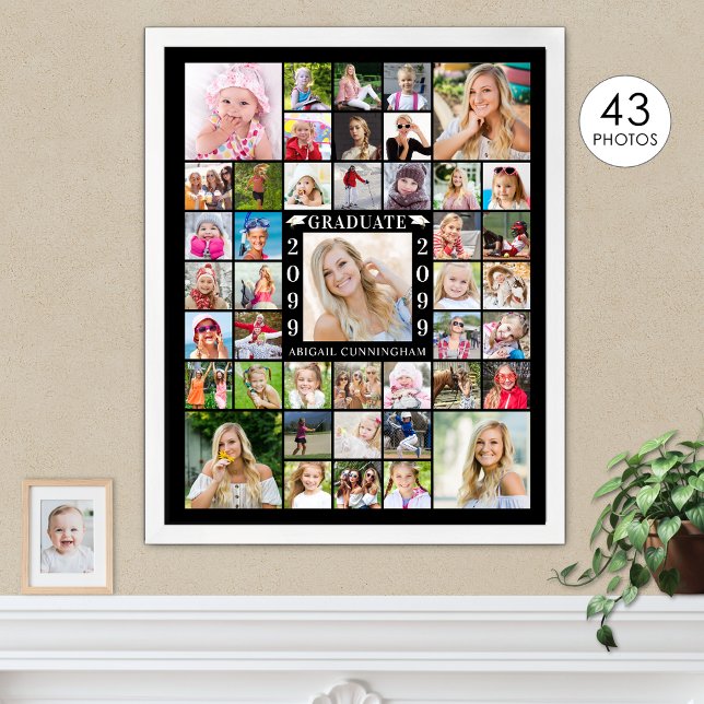 Graduation Party 43 Photo Collage Personalized Poster (Creator Uploaded)
