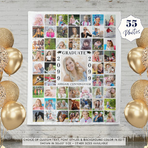 Graduation Party 55 Photo Collage Backdrop White Tapestry