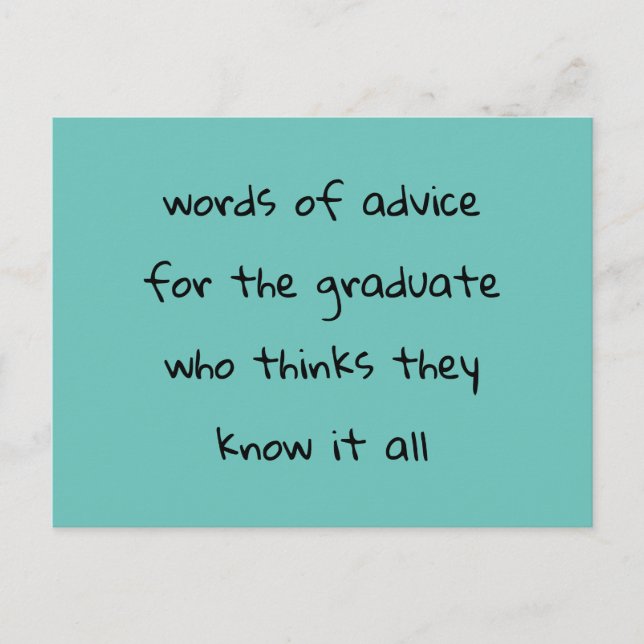 Graduation Party Advice Card For Guests (Front)
