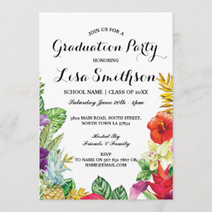 Graduation Party Aloha Tropical Luau Party Invite