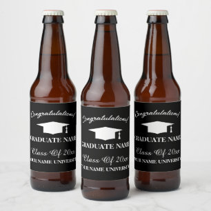 Graduation party beer bottle lables with grad name label