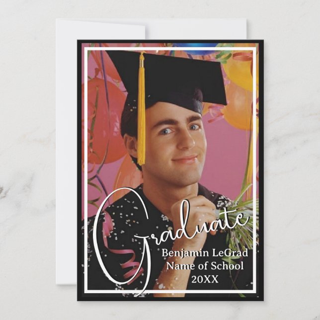 Graduation Party Black and White Photo Invitation (Front)