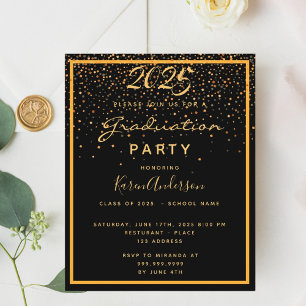 Graduation party black gold 2025 invitation