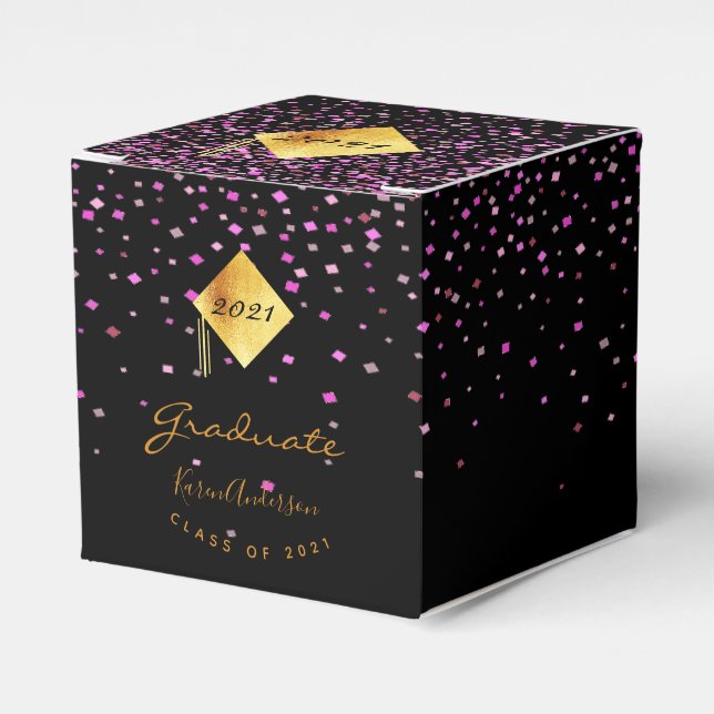 Graduation party black purple 2025 favor box (Front Side)
