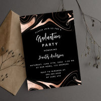 Graduation party black rose gold modern