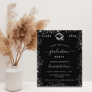Graduation party black silver 2025 invitation