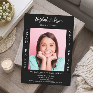 Graduation party black white photo class of 2025 invitation