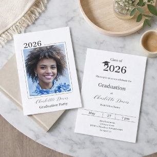 Graduation party black white photo class of 2026 invitation