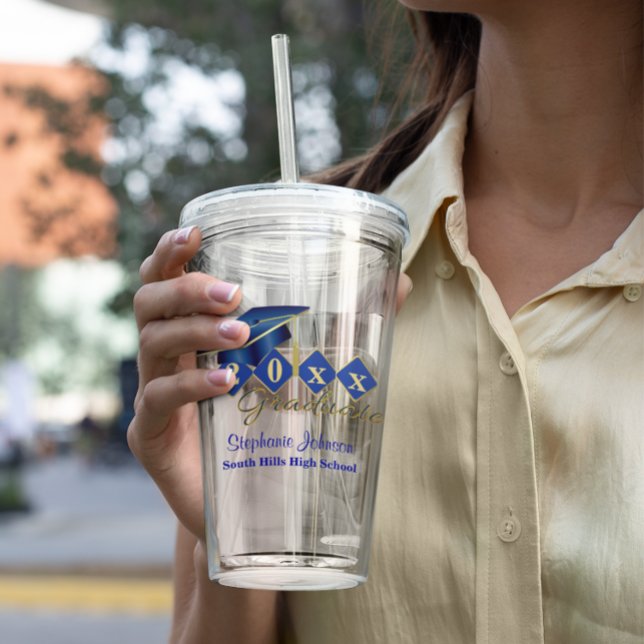 Graduation Party Blue Gold Personalized Acrylic Tumbler (Graduation Party Blue Gold Personalized Acrylic Tumbler
)