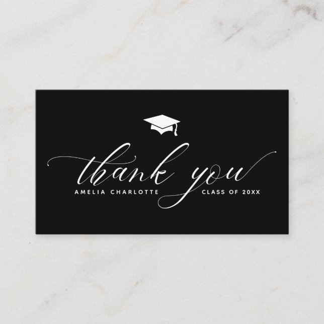 Graduation Party Budget Modern Thank You Cards (Front)