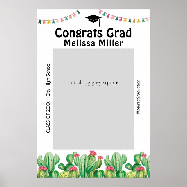 Graduation Party Cactus Fiesta Booth Frame Poster (Front)