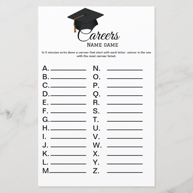 Graduation party carreer game fun graduate party  (Front)