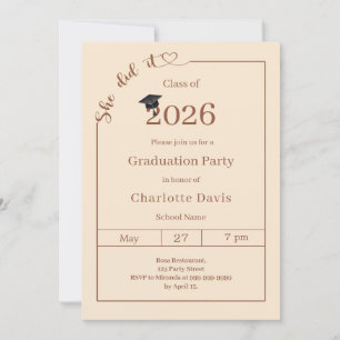 Graduation party champagne She did it Invitation