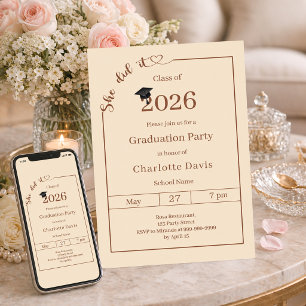 Graduation party champagne She did it Invitation