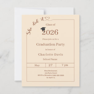 Graduation party champagne She did it invitation