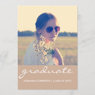 Graduation Party Chic Beige Photo Invitation