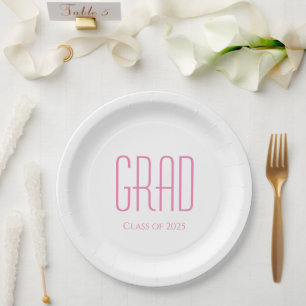 Graduation Party Class of 2023 Pink Typography Paper Plate