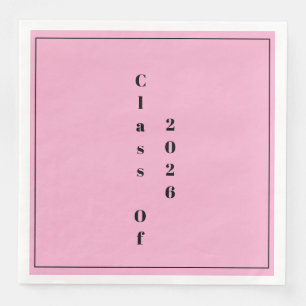 Graduation Party Class Of 2026 Pink Black Napkin