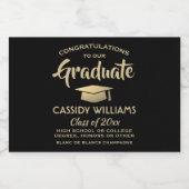 Graduation Party Congrats Black & Gold Mini Split Sparkling Wine Label (Single Label)