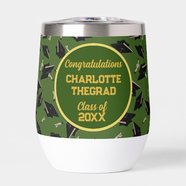 Graduation Party Congratulations Green and Gold (Front)