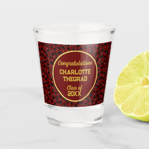 Graduation Party Congratulations Maroon and Gold Shot Glass