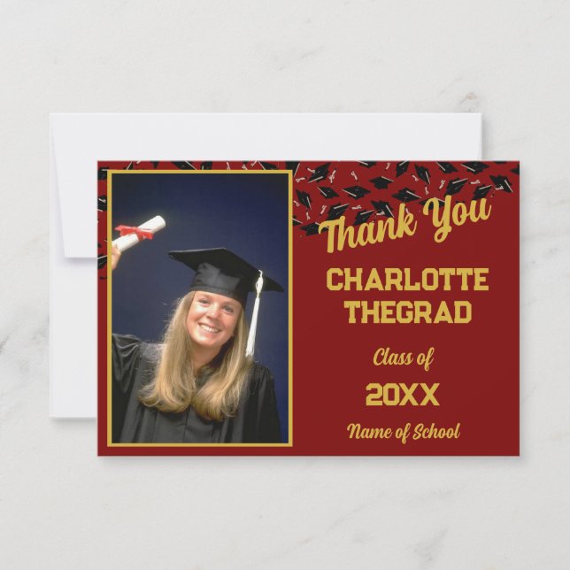 Graduation Party Congratulations Personalize Photo Thank You Card (Front)