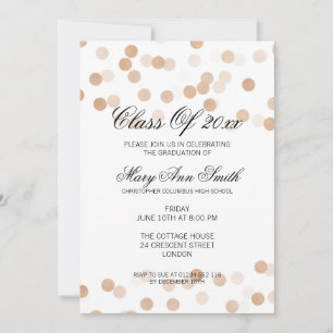 Graduation Party Copper Foil Glitter Lights Invitation