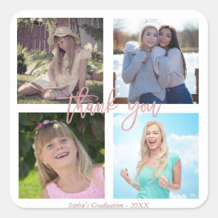 Graduation Party Custom Photo Collage Square Sticker