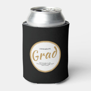 Graduation Party Custom Typography Black Can Cooler