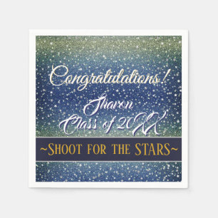Graduation Party   Denim Stars Sky Blue Galaxy Napkin