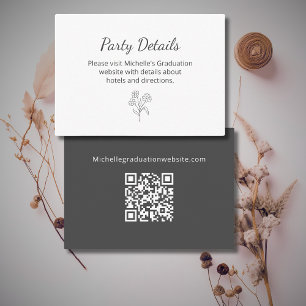 Graduation Party Details QR code Simple Botanical  Enclosure Card