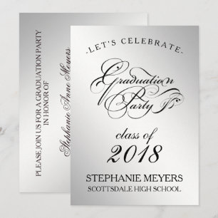 Graduation Party Elegant Silver Graduate Script Invitation