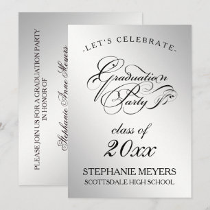 Graduation Party Elegant Silver Graduate Script Invitation