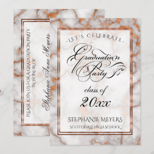 Graduation Party Faux Bright Copper  Marble Invitation