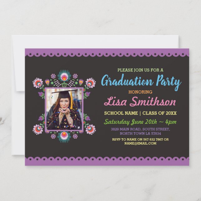 Graduation Party Fiesta Mexican Photo Graduate Invitation (Front)