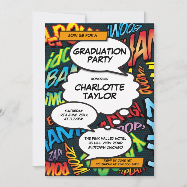 Graduation Party Fun Modern Colourful Class of 202 Invitation (Front)