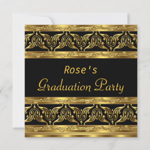 Graduation Party Gifts Gold Black Invitation