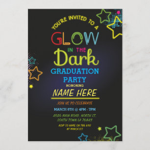 Graduation Party Glow In The Dark Neon Invite