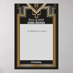 Graduation Party Gold and black Photo Booth Frame Poster