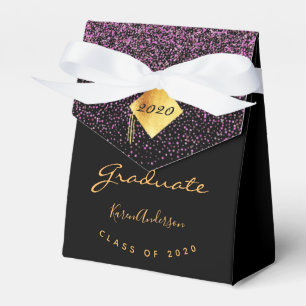 Graduation party graduate black gold purple 2025 favor box