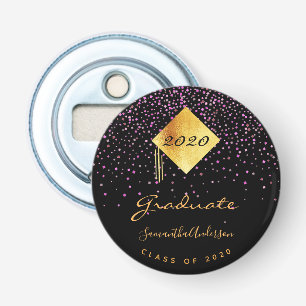 Graduation party graduate black purple bottle opener