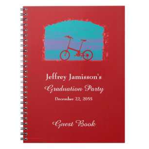 Graduation Party Guest Book, Red Bicycle spiral Notebook