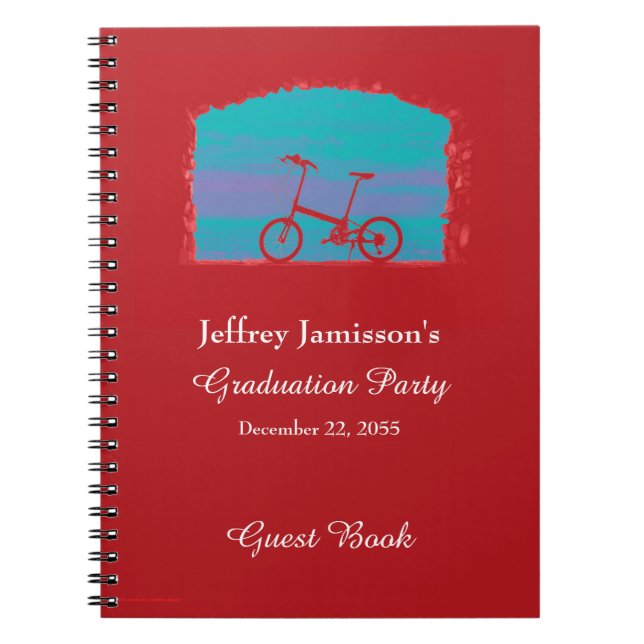 Graduation Party Guest Book, Red Bicycle spiral Notebook (Front)